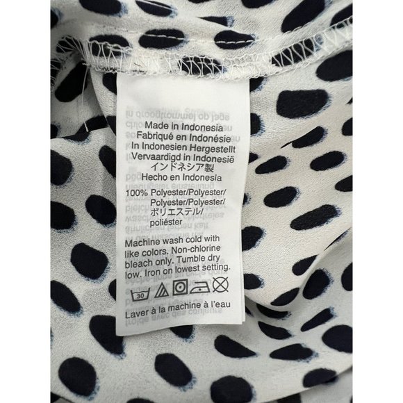 J Crew Factory Women’s XS Blouse Career Black White Spotted Button Up Su19 New - Picture 7 of 9